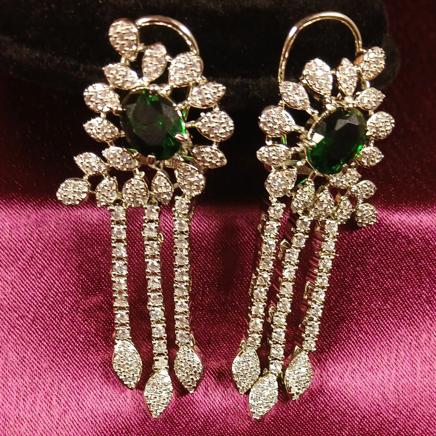 American Diamond Green Earrings