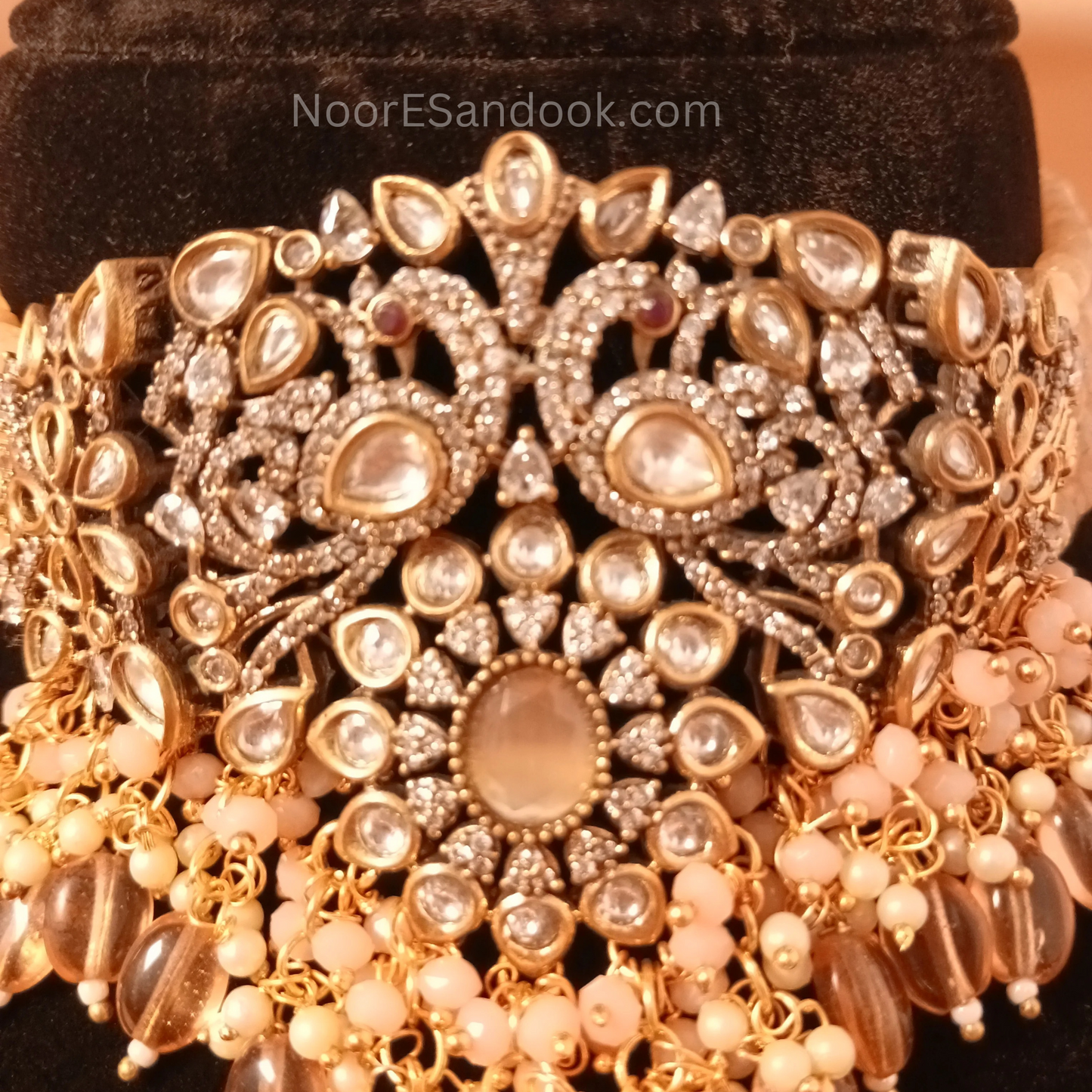 Victorian choker- Peach stones