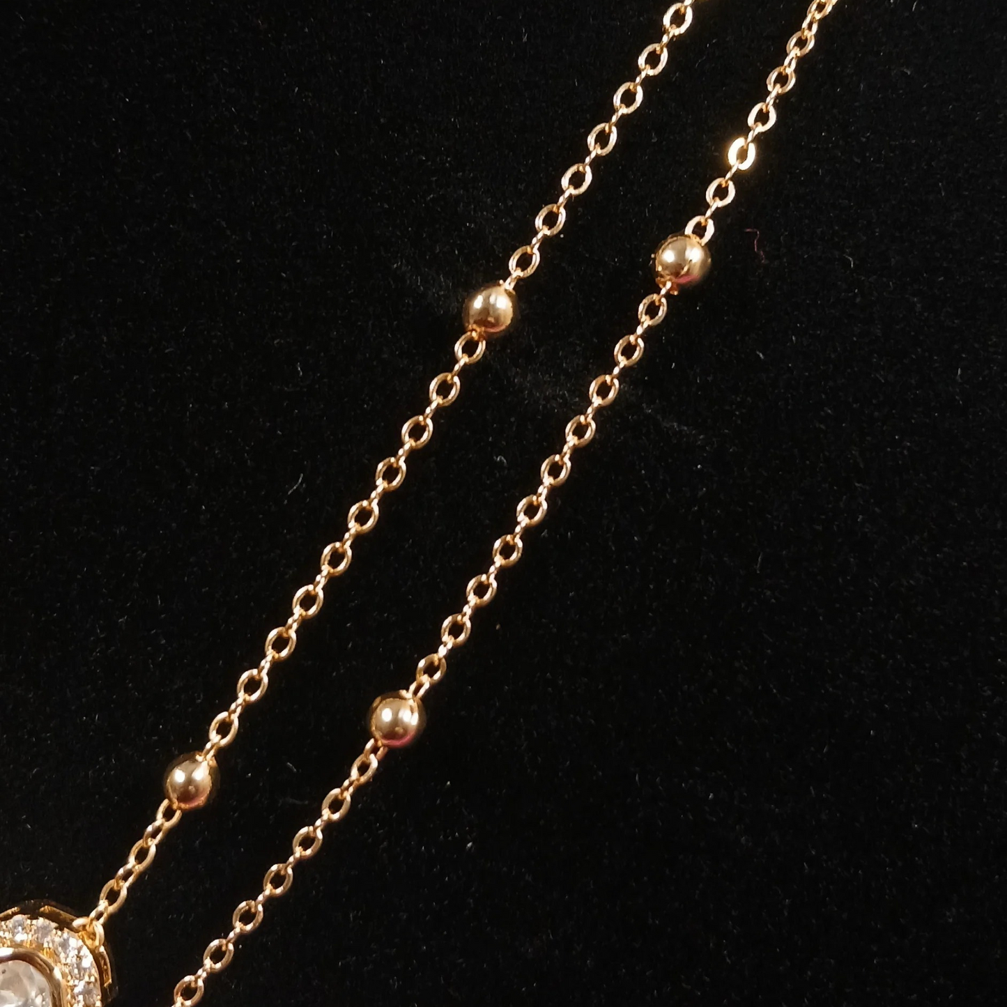 Polki Pendant Set with Double Layer Chain- AP162A