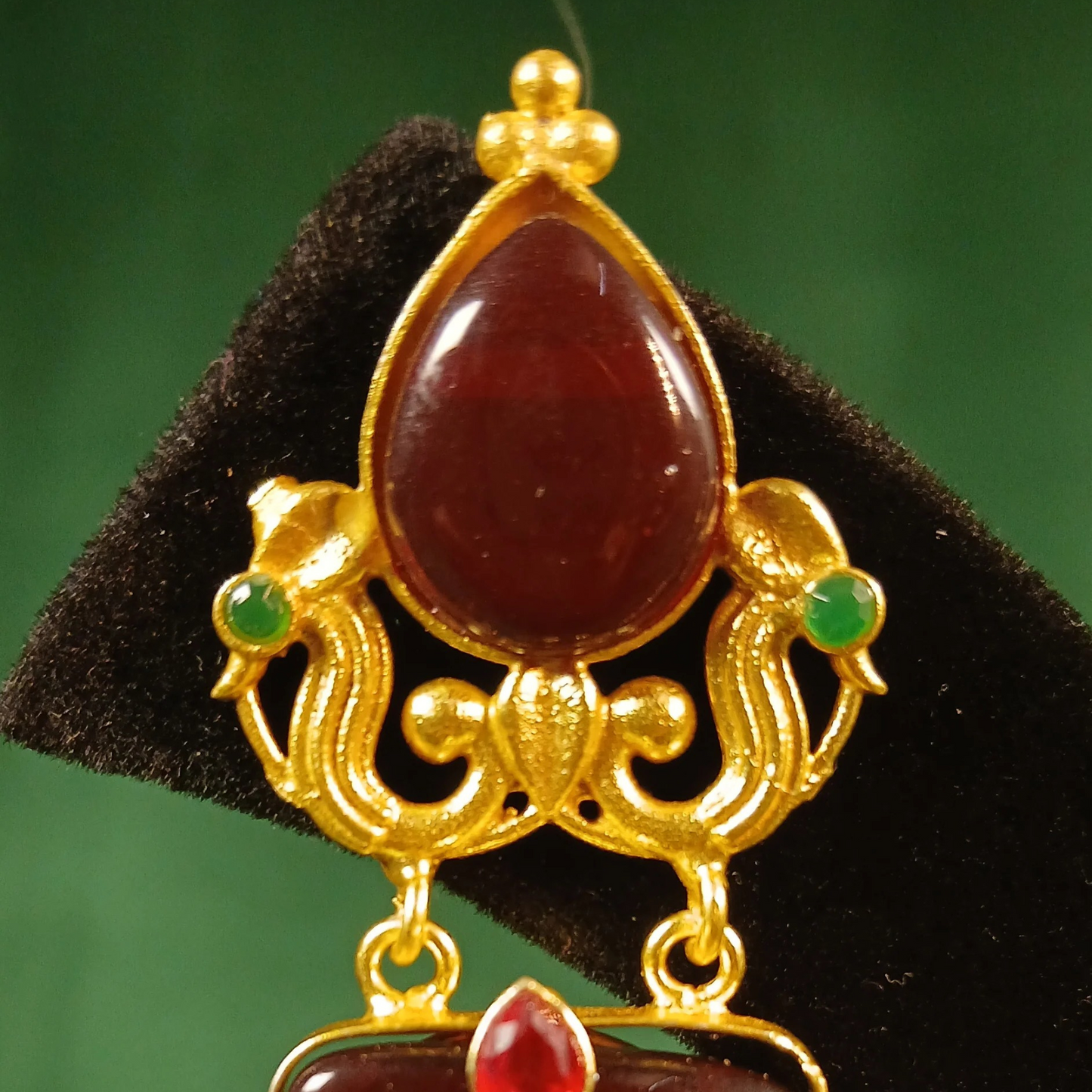 Long Golden Earrings- Inlay Work