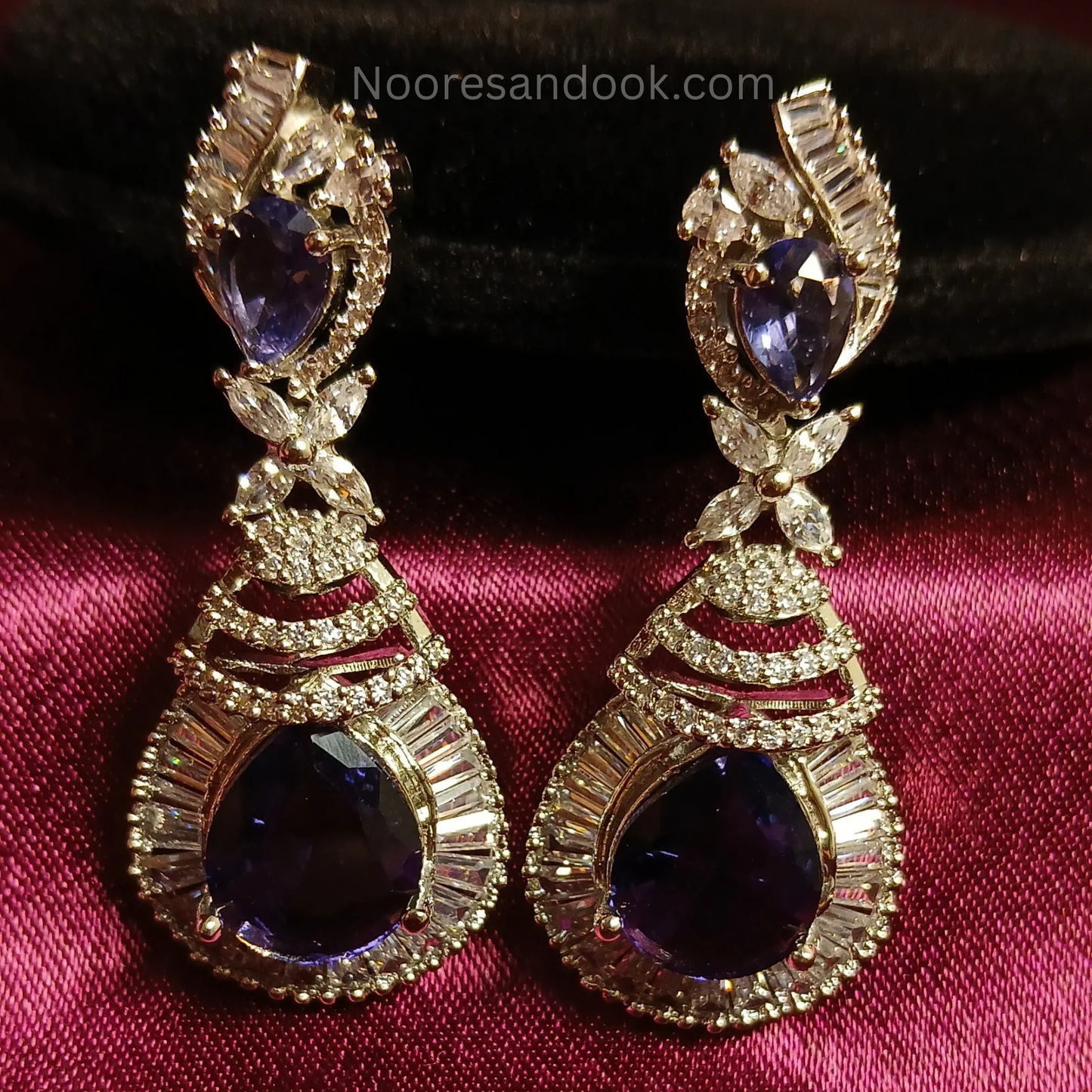 American Diamond Earrings- Blue - NoorESandook