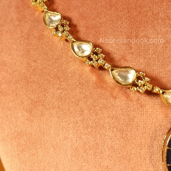 Blue Polki Sleek Necklace Set