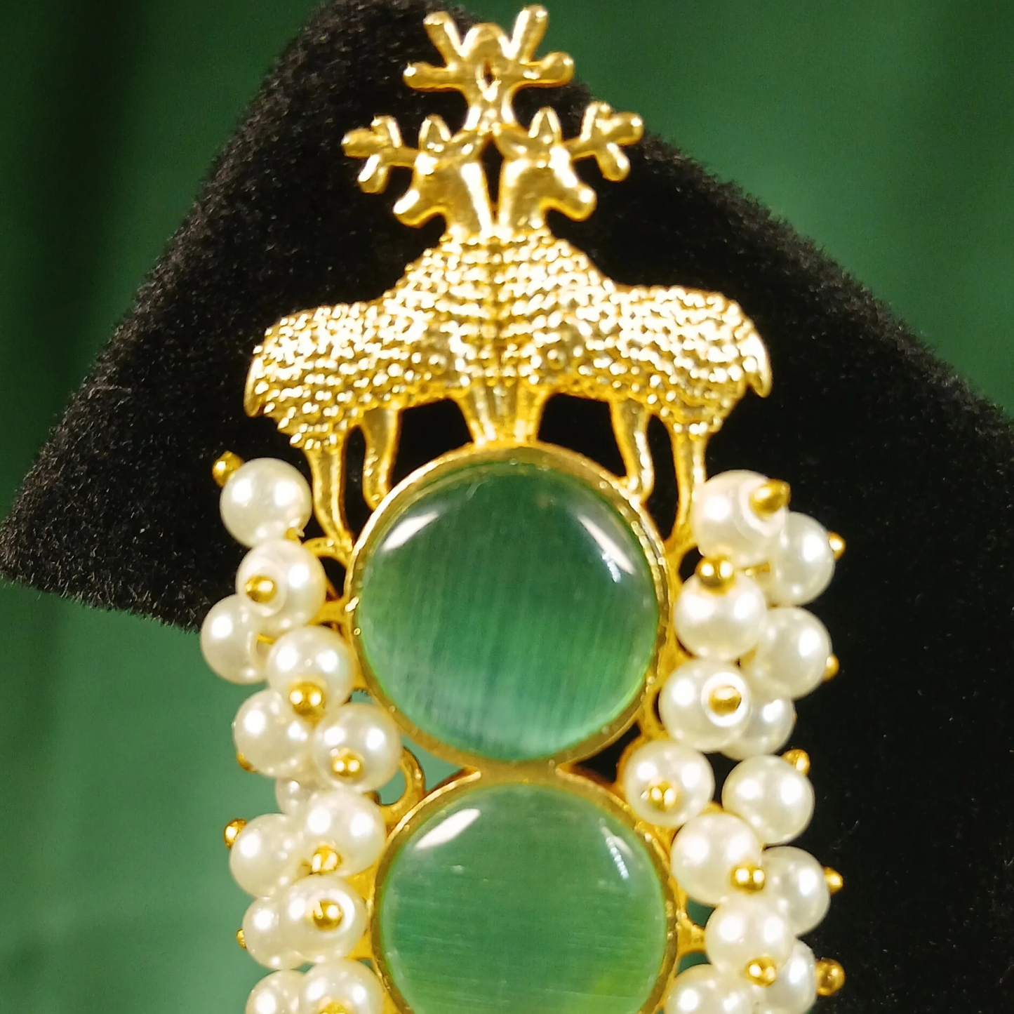 Golden Jhumka Big- Mint Green