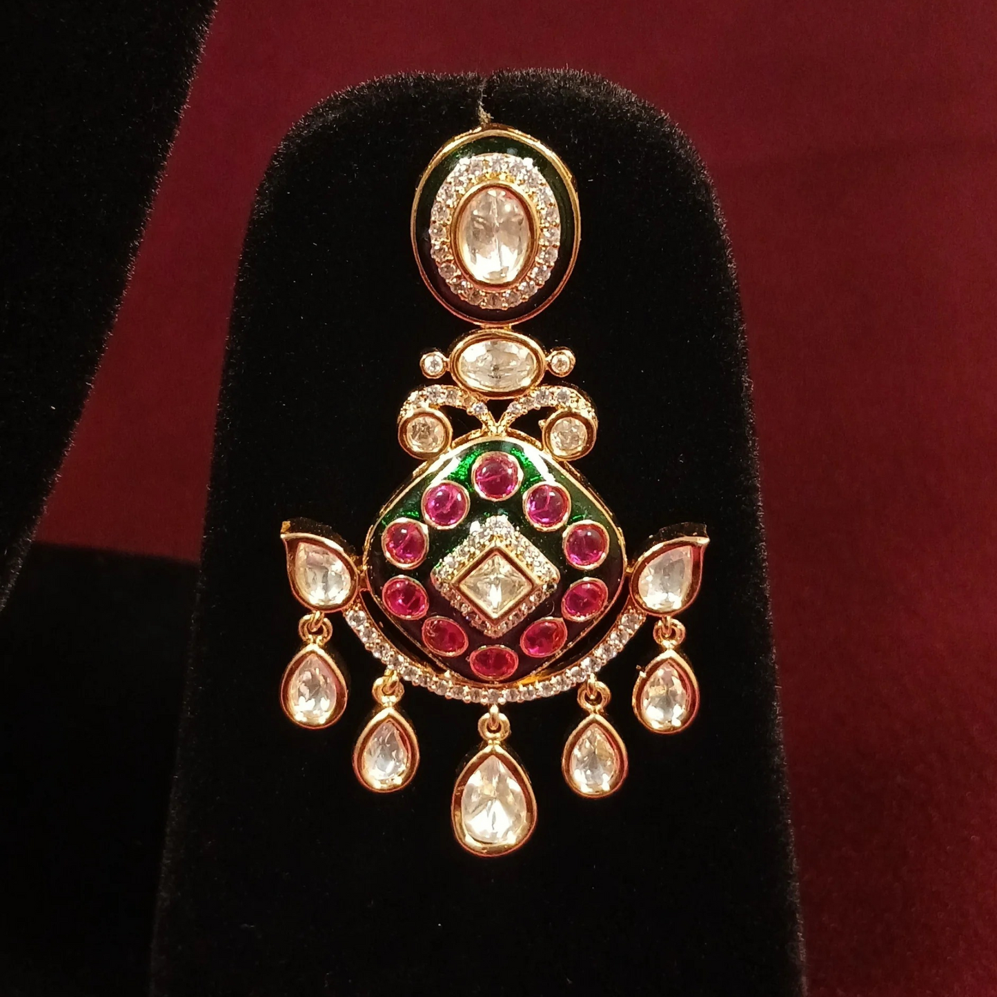 Polki Necklace Set with Long Earrings- AP167