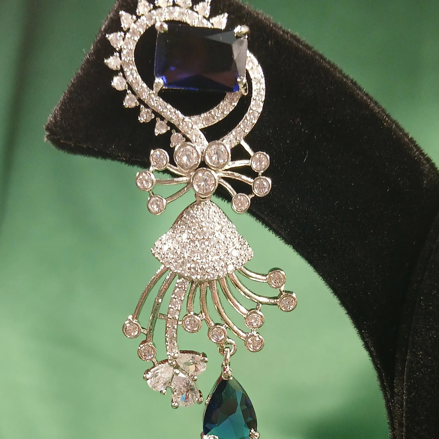 American Diamond Earrings- Blue
