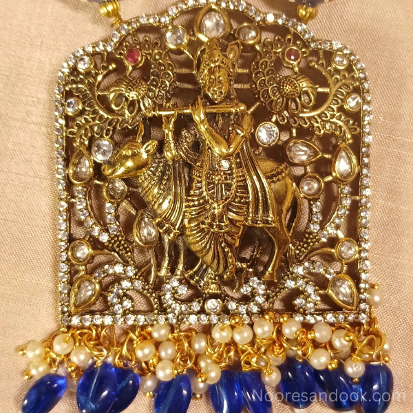 Divya Temple Necklace Set- Blue