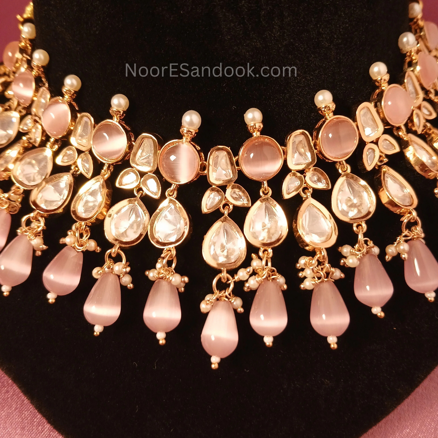 Delicate stone and polki necklace