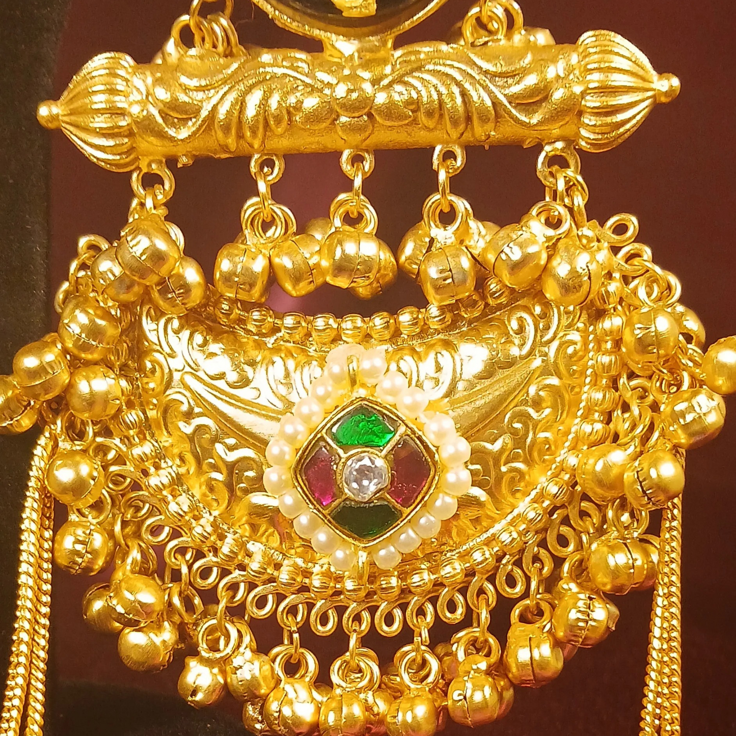 Kashmiri Golden Earrings- Inlay Work
