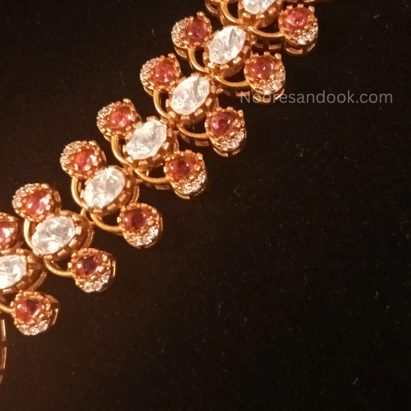 Red Polki Necklace Set With Elegant Stud Earrings