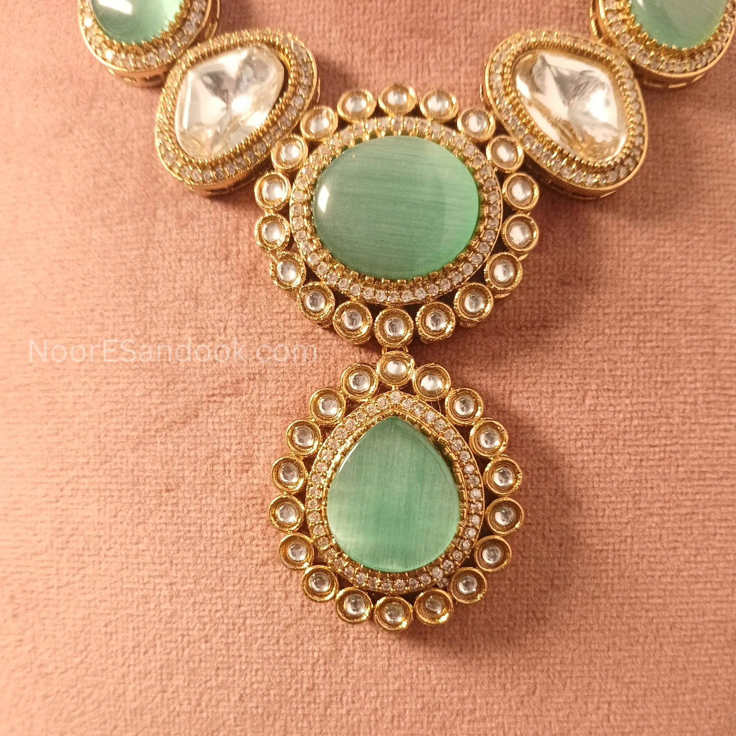 Doublet Stone- Long Necklace (Green)