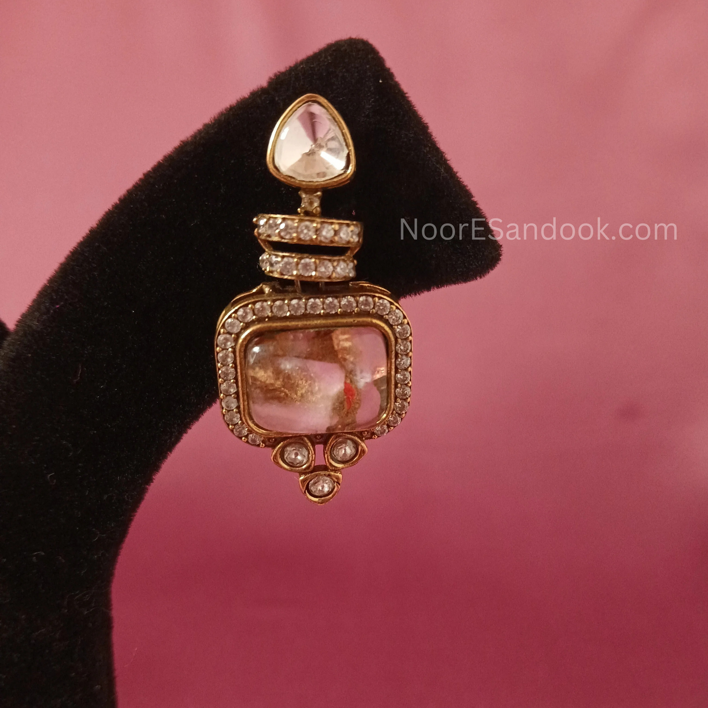 Doublet Stone Necklace- Design 3 (Pink)