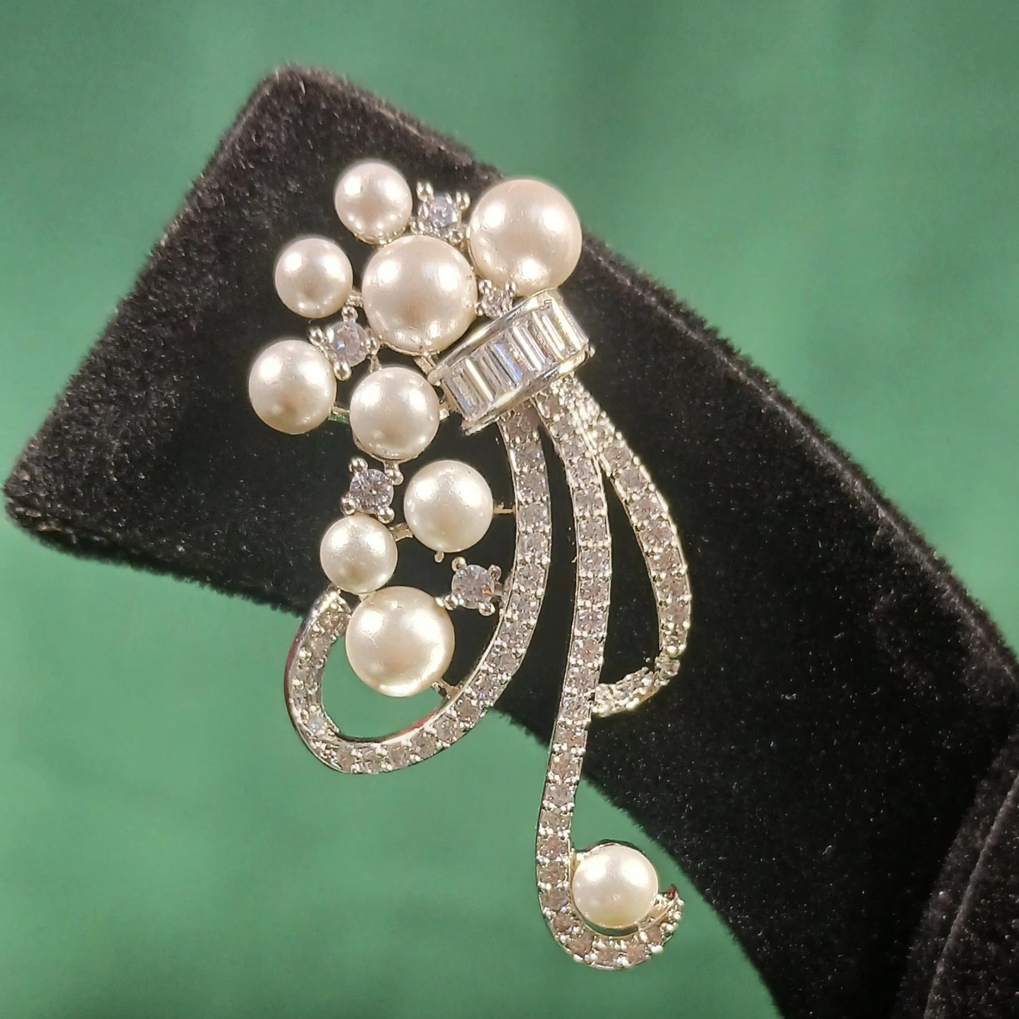 American Diamond & Pearl Earrings