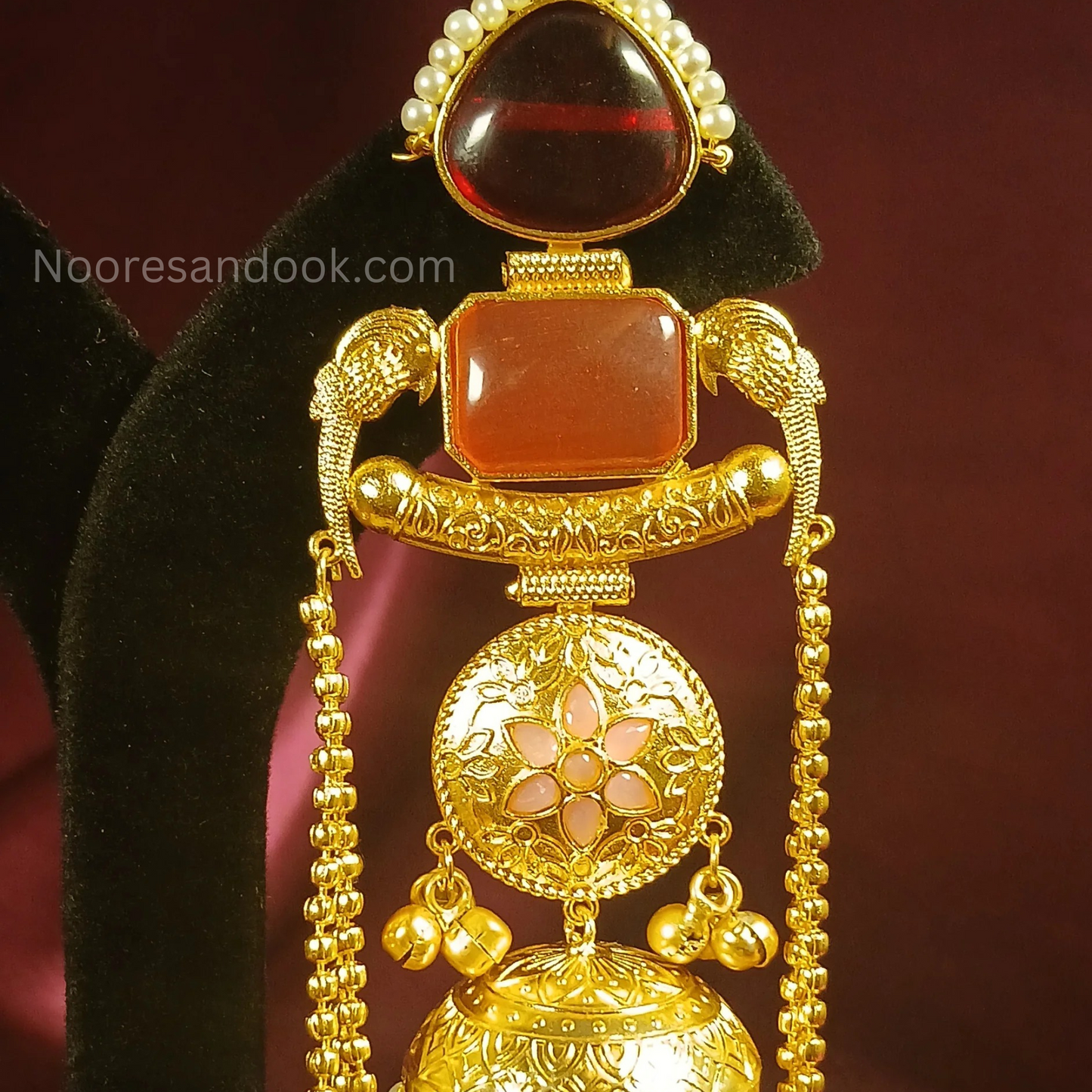 Kashmiri Earrings- Red