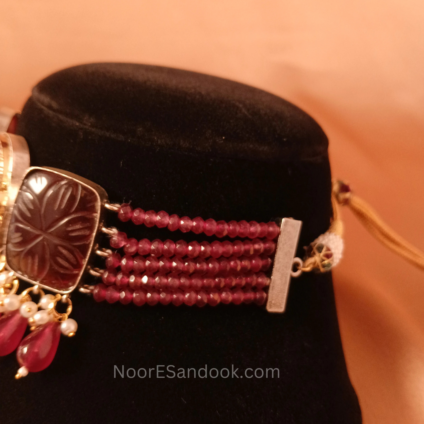 Carved Red stone choker