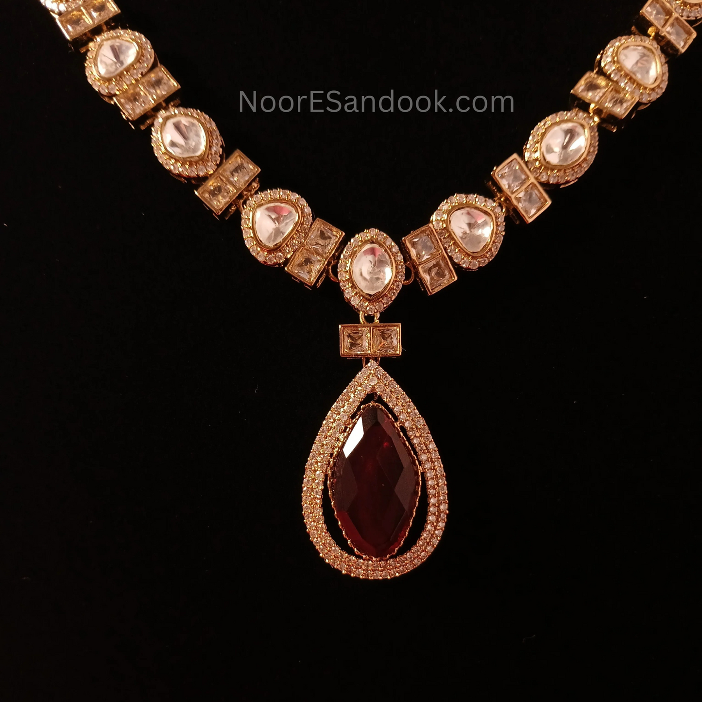 Polki and red stone necklace