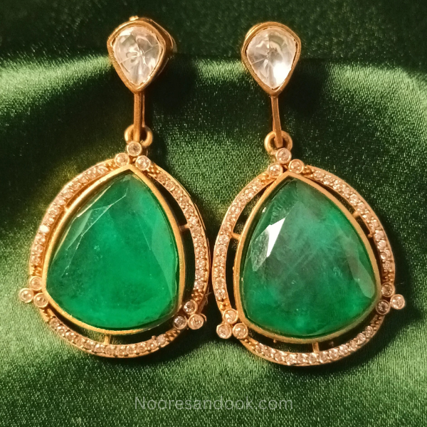 Sleek Polki Necklace Set- Green