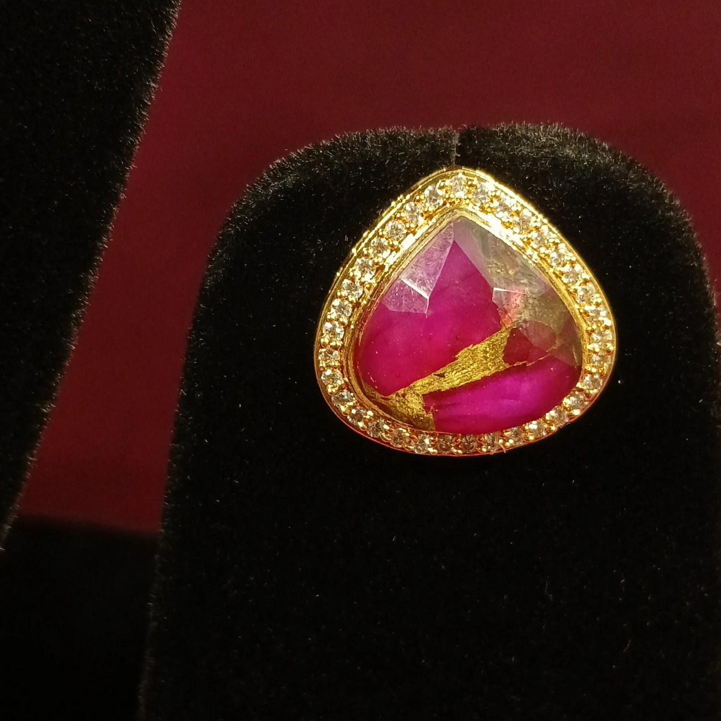 Polki & Pink Doublet Stone Pendant Set with Double Layer Chain- AP166B - NoorESandook