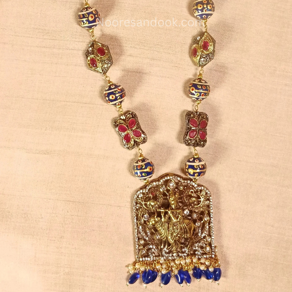 Divya Temple Necklace Set- Blue