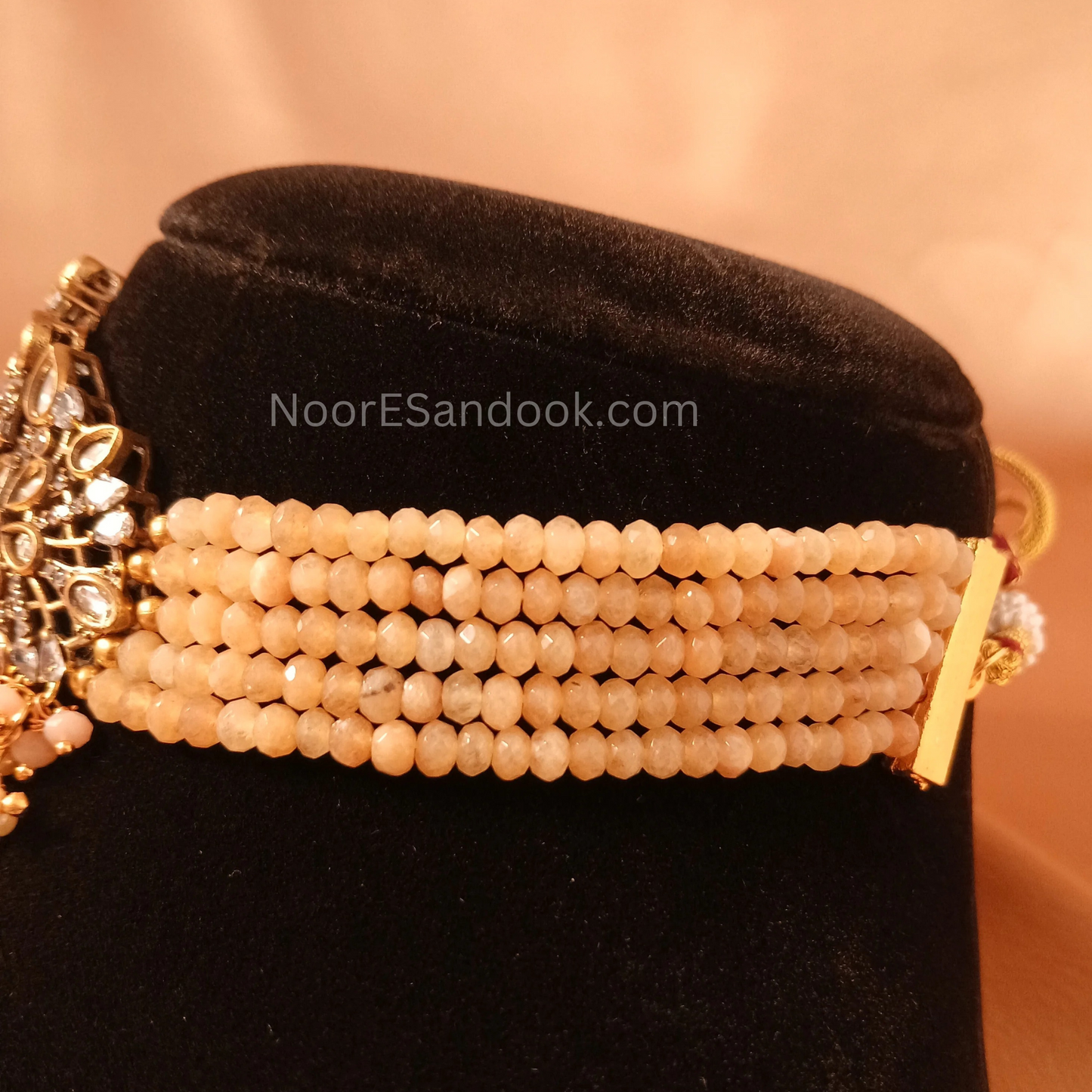 Victorian choker- Peach stones