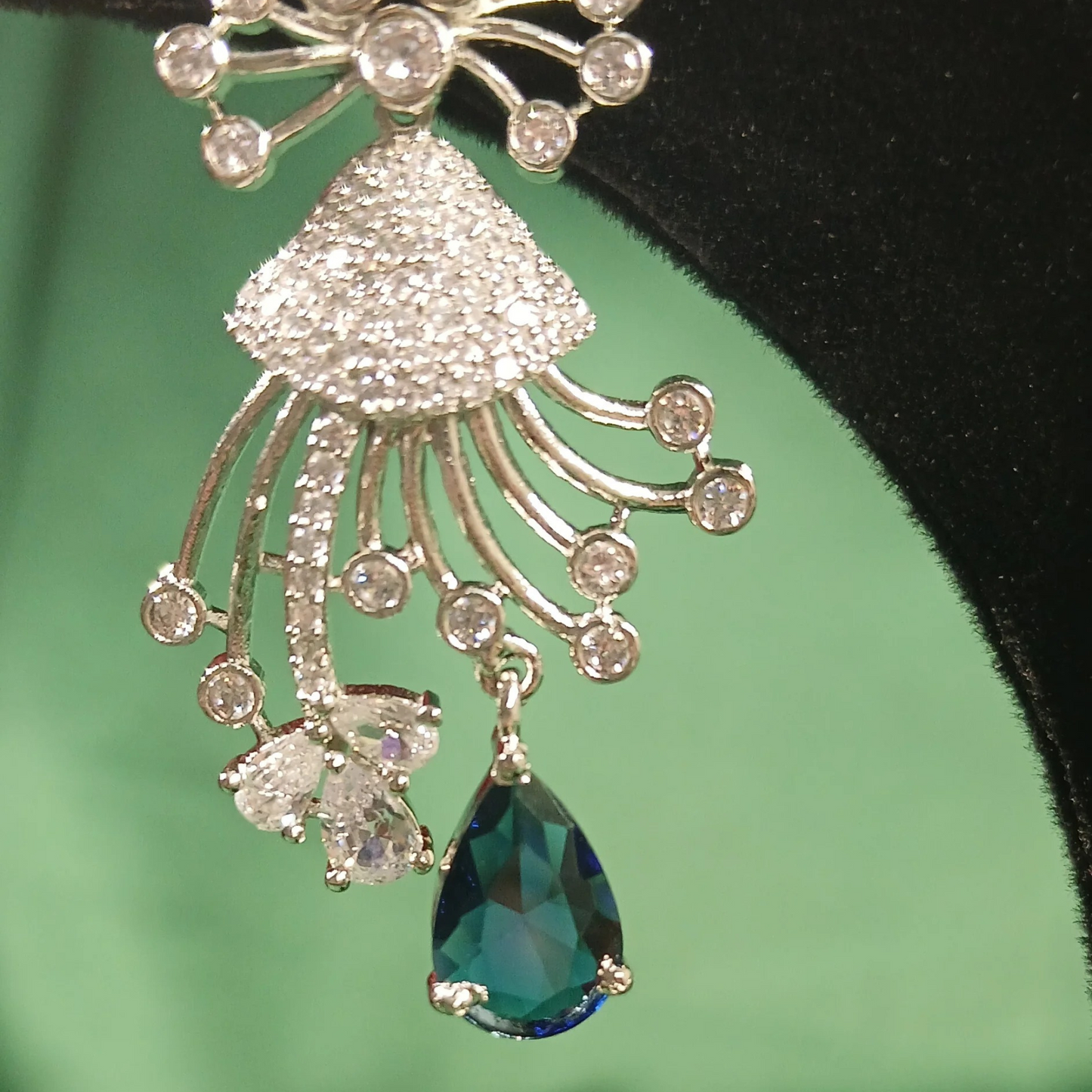 American Diamond Earrings- Blue - NoorESandook