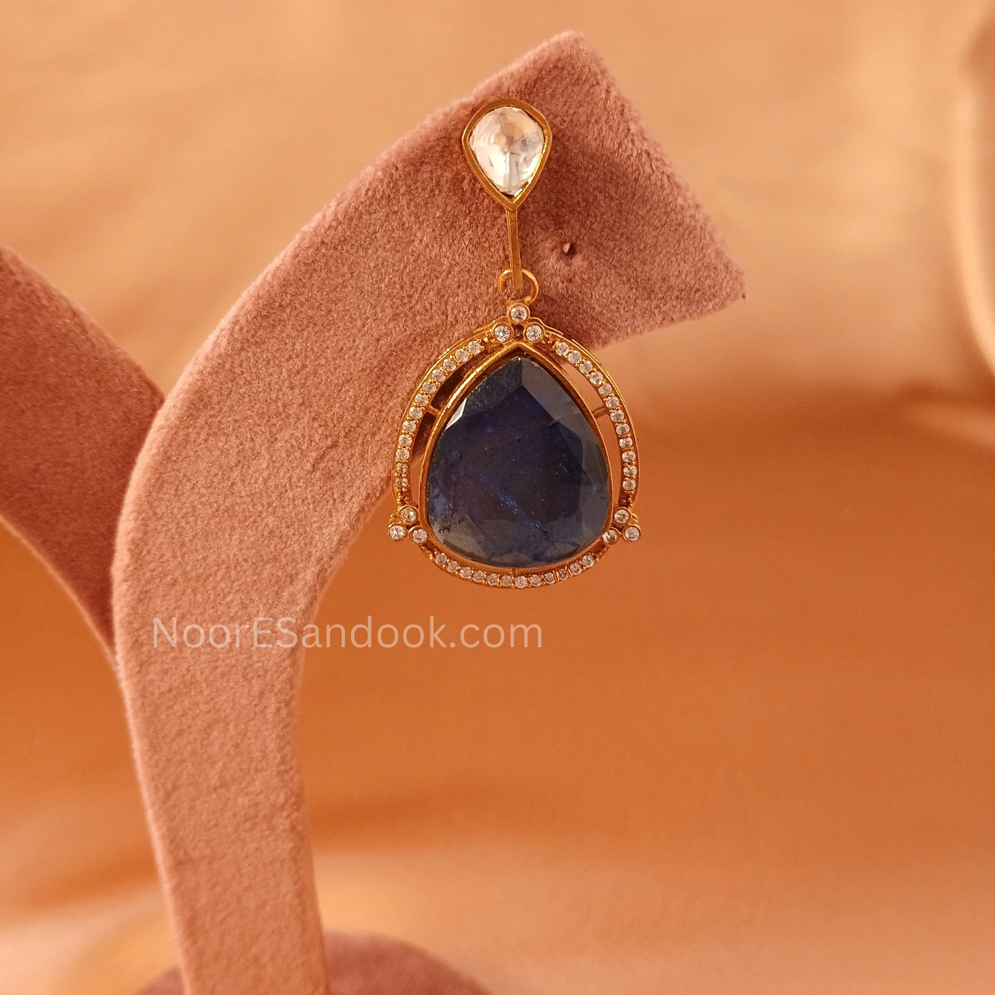 Mridula Polki Necklace Set- Blue - NoorESandook