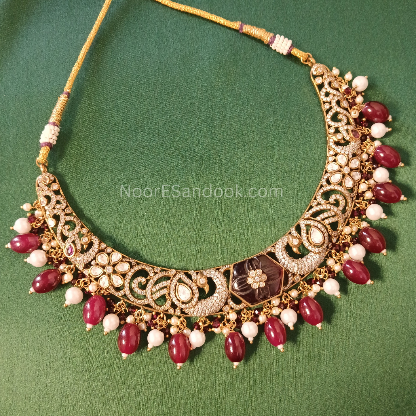 Broad Necklace with Doublet Stone- Bridal Set