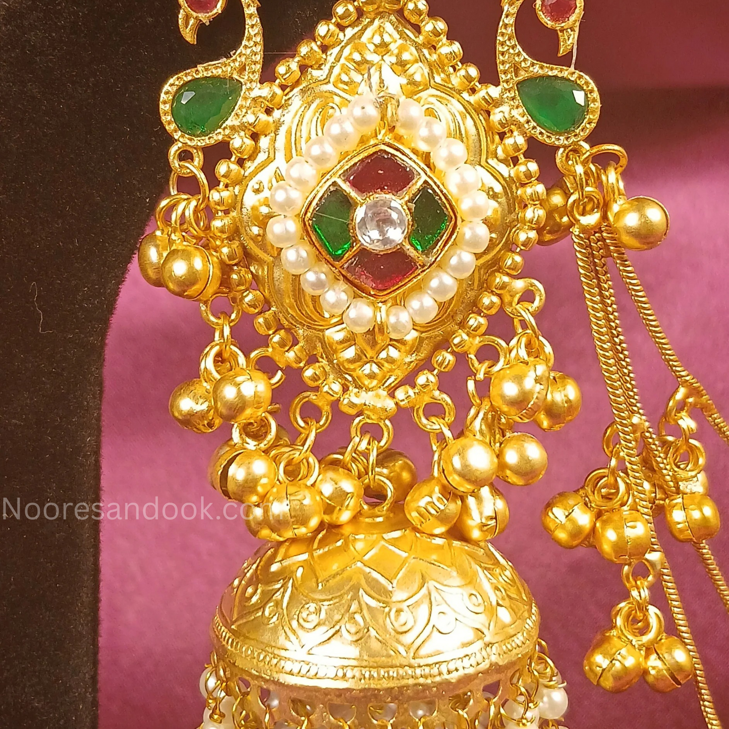 Golden Earrings with Hair Chain