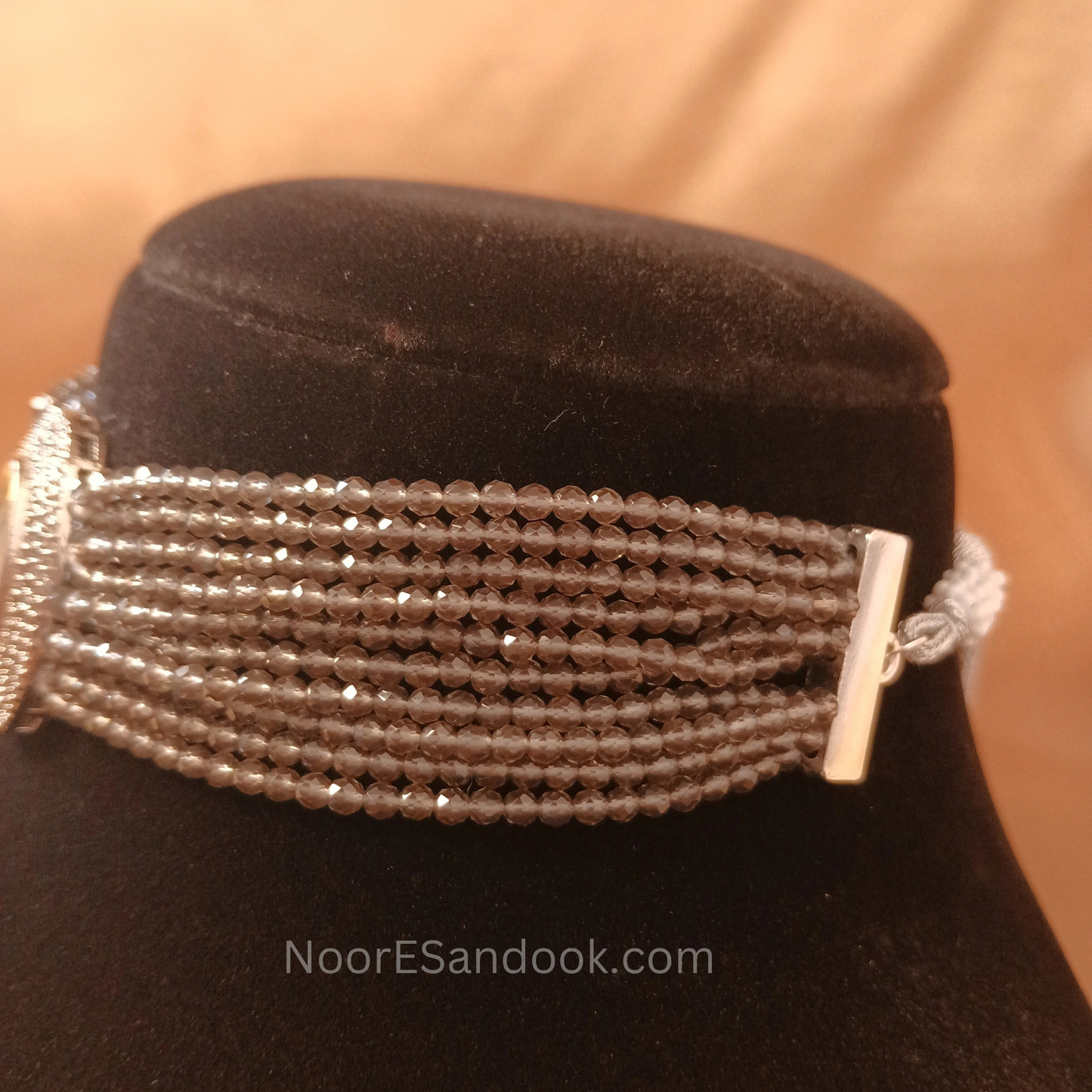 Single Polki Stone Choker- Grey