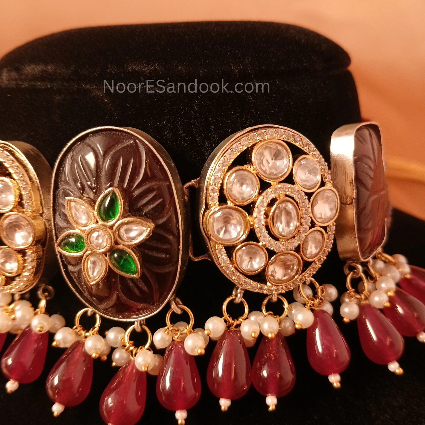 Carved Red stone choker