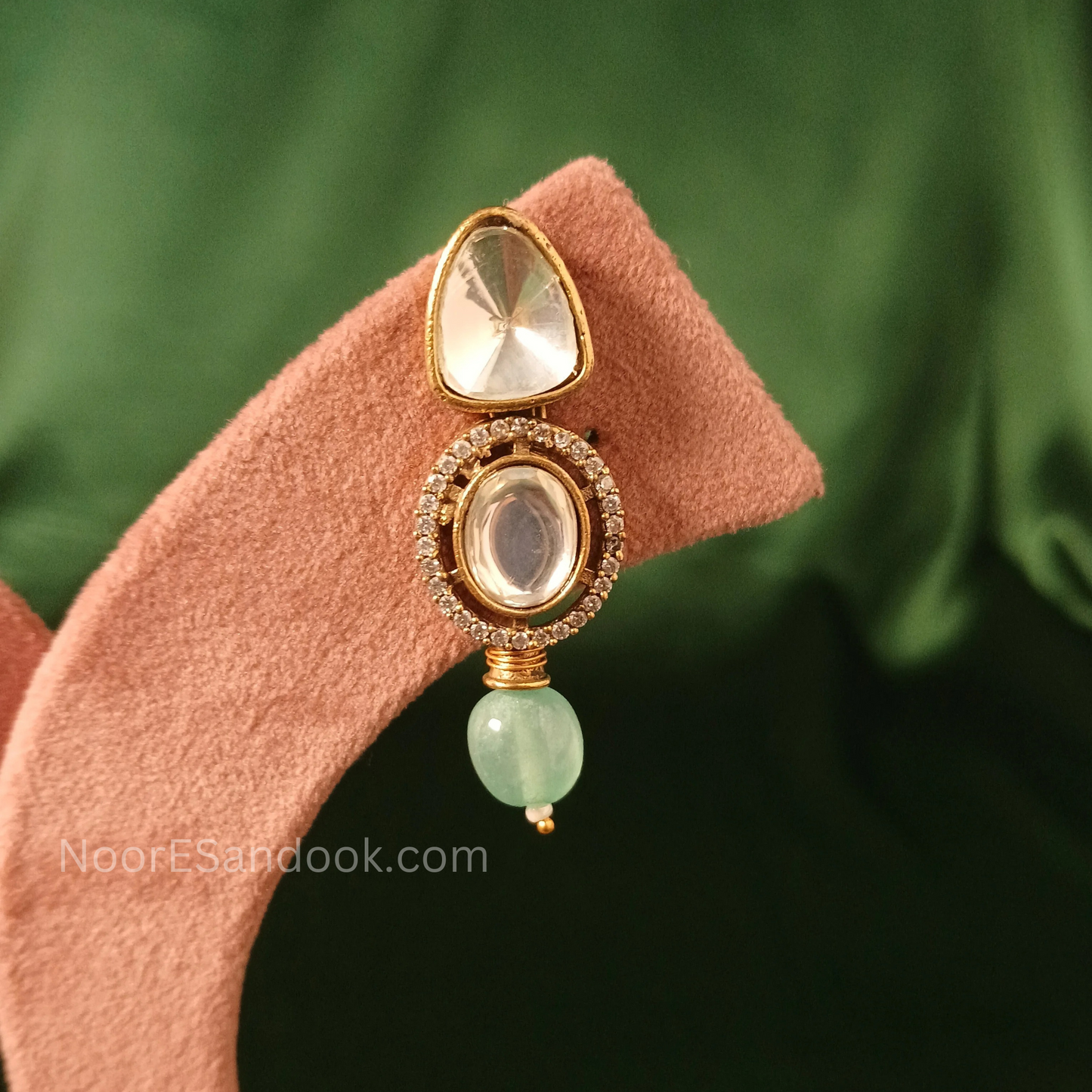 Ratnaprabha Polki Necklace Set- Green - NoorESandook