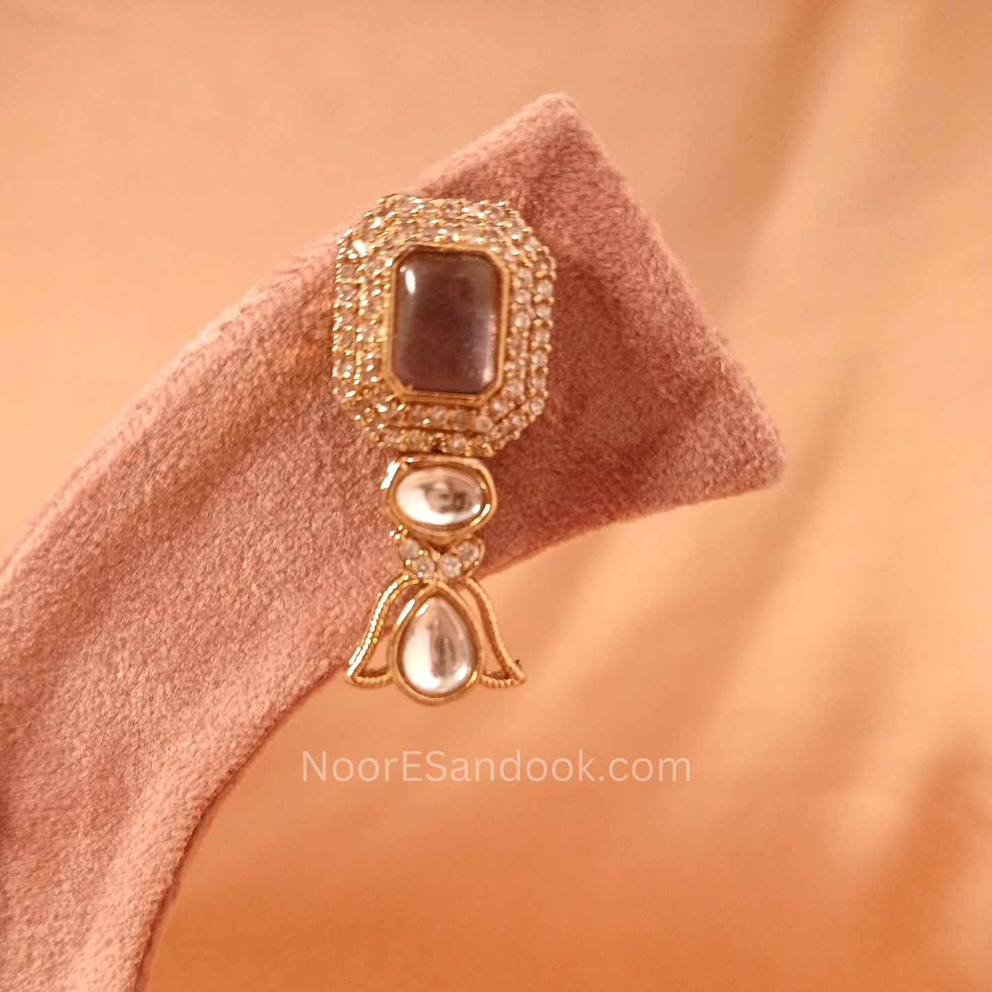 Doublet Stone Necklace- Design 2 (Purple)