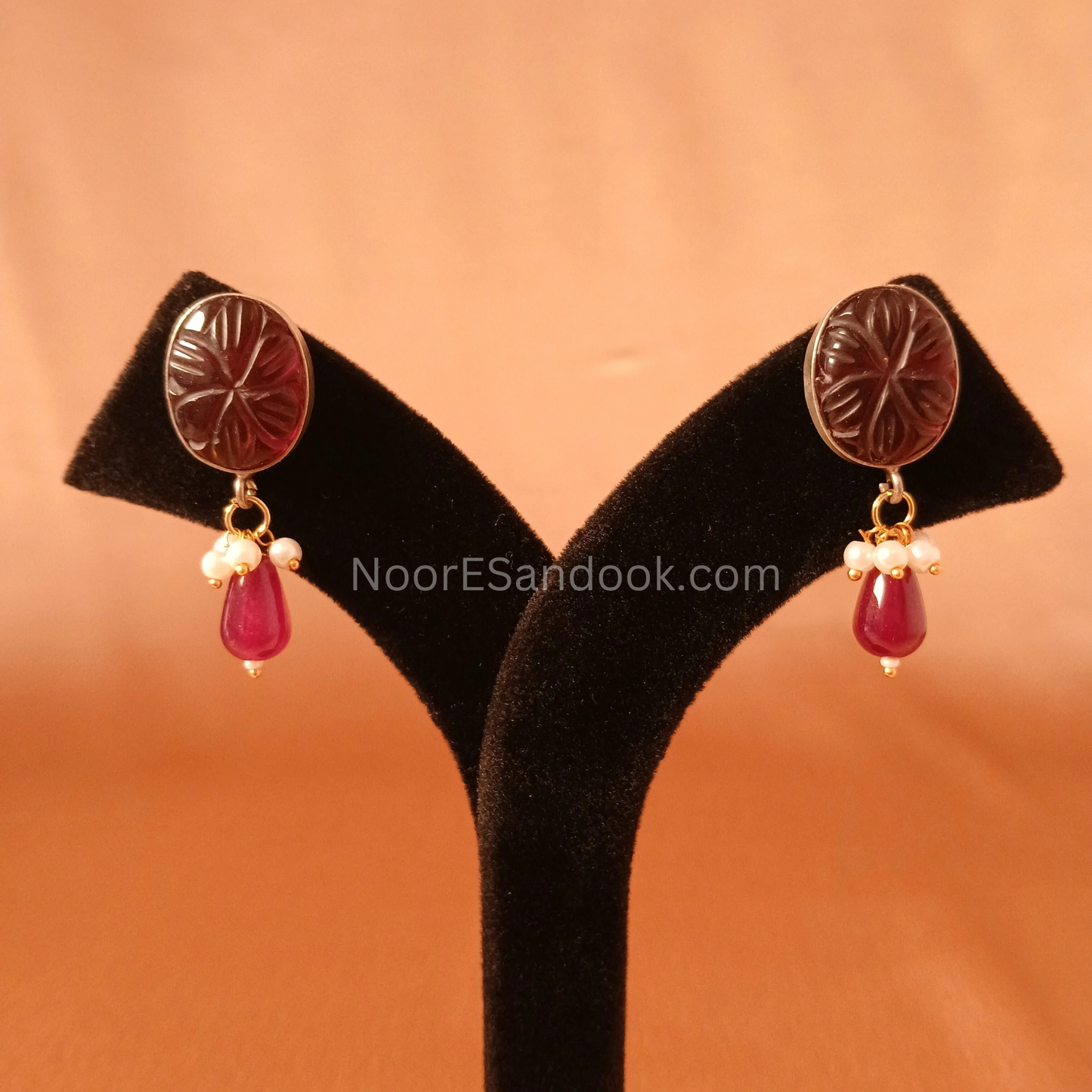 Carved Red stone choker