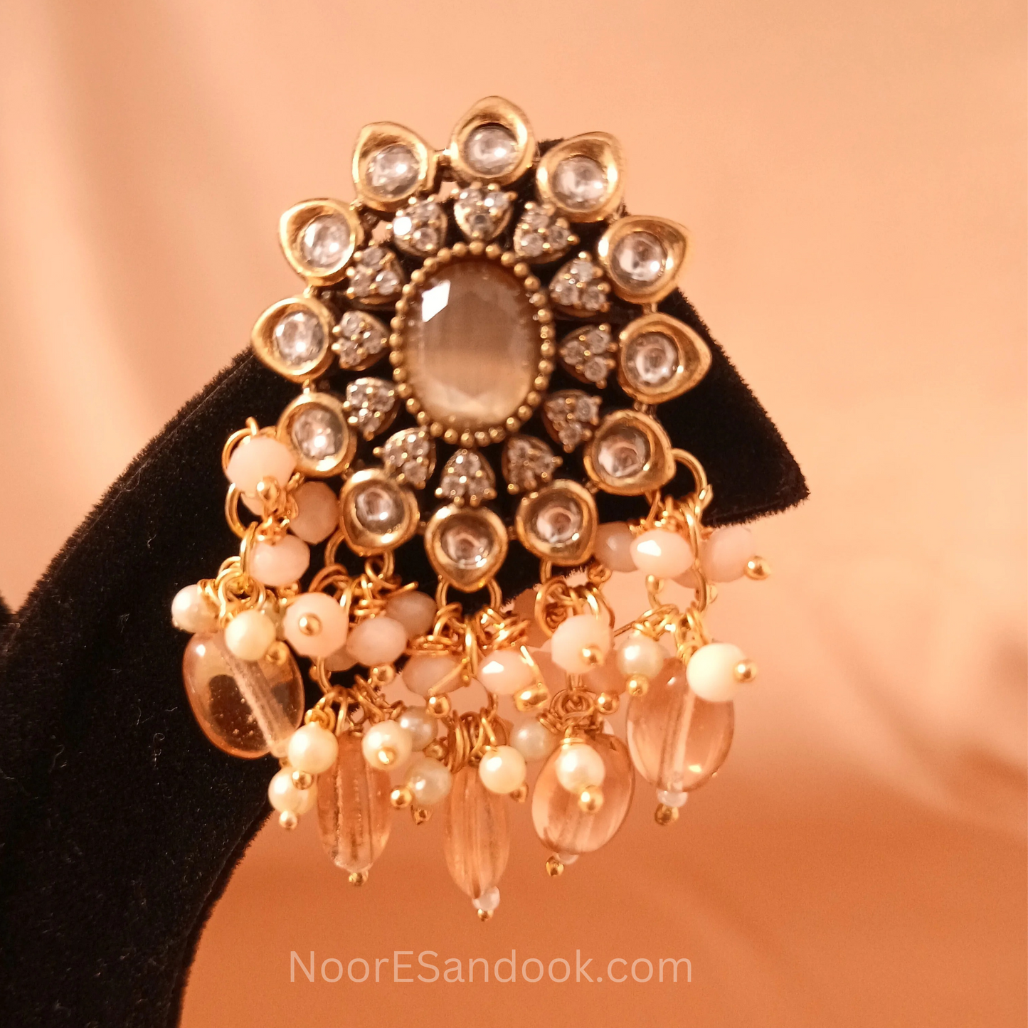 Victorian choker- Peach stones
