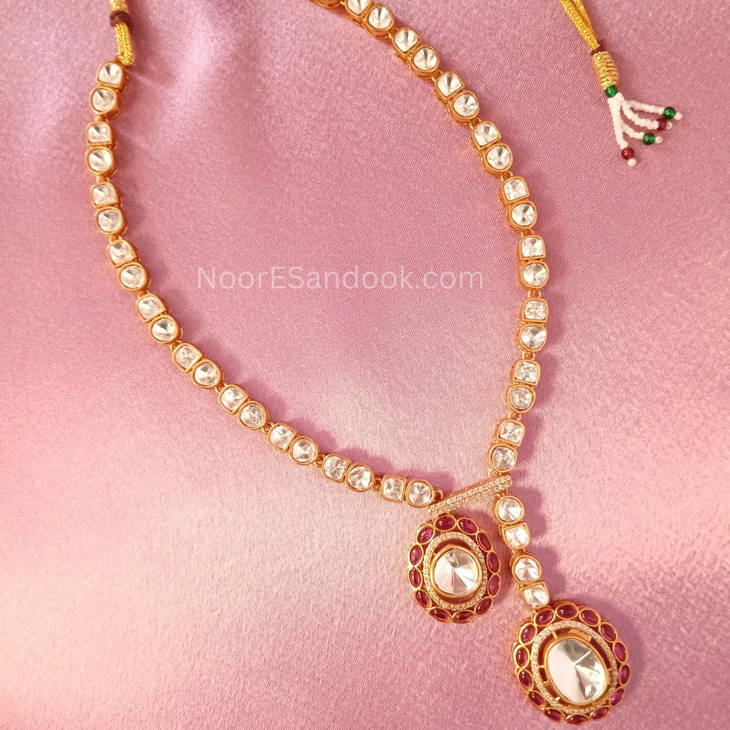 Samyukta Necklace Set- Pink - NoorESandook