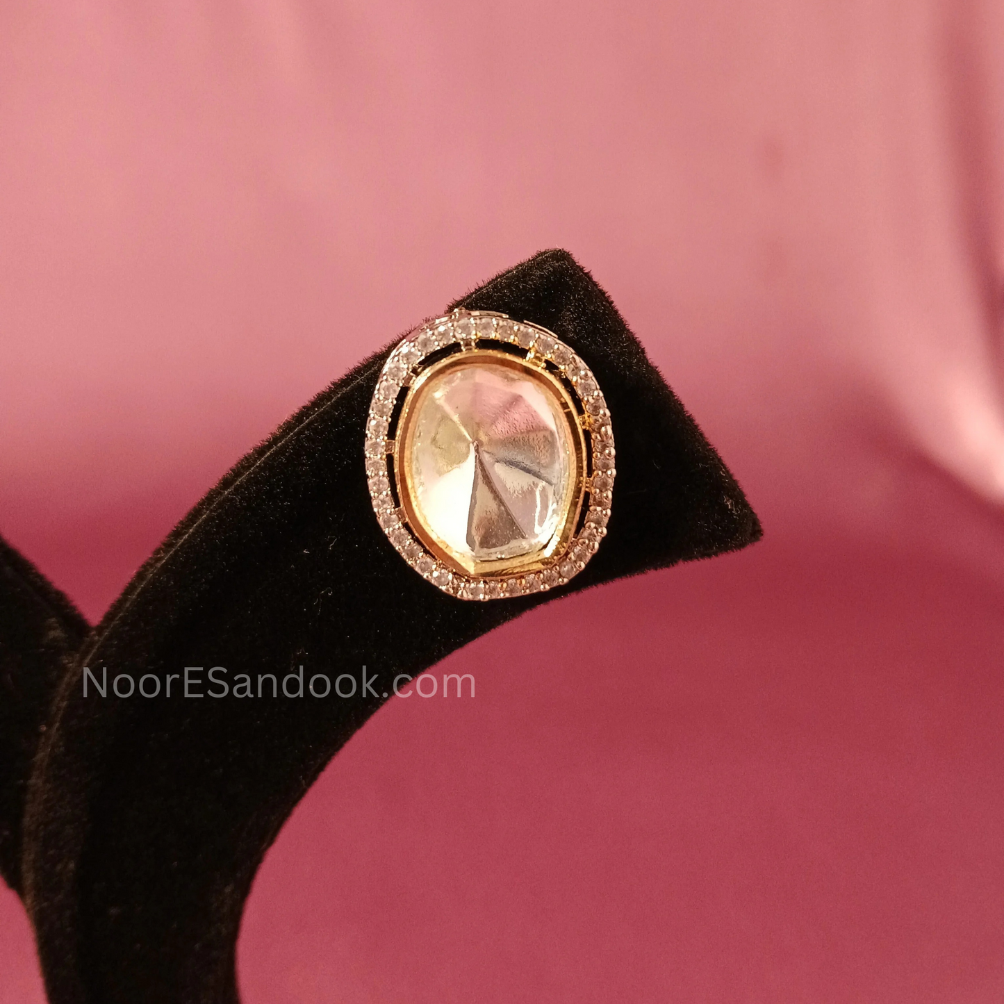 Single Polki Stone Choker- Pink
