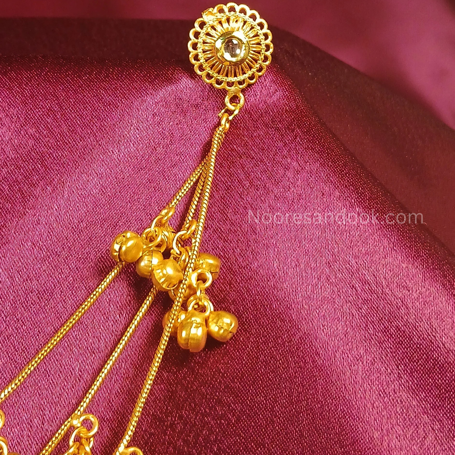 Golden Earrings with Hair Chain