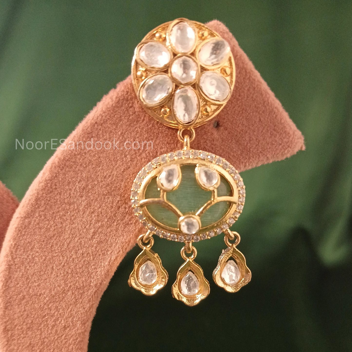 Artistic Stone carving Full Necklace set (Green)