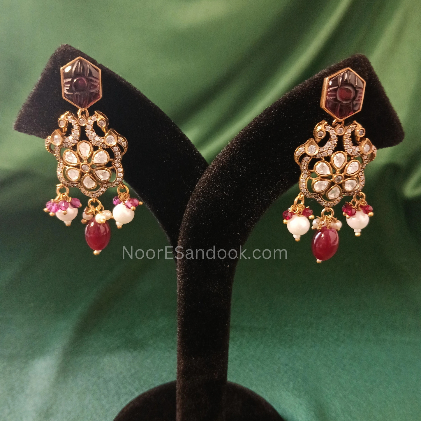 Broad Necklace with Doublet Stone- Bridal Set