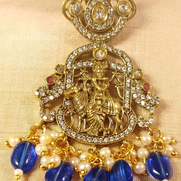 Divya Temple Necklace Set- Blue