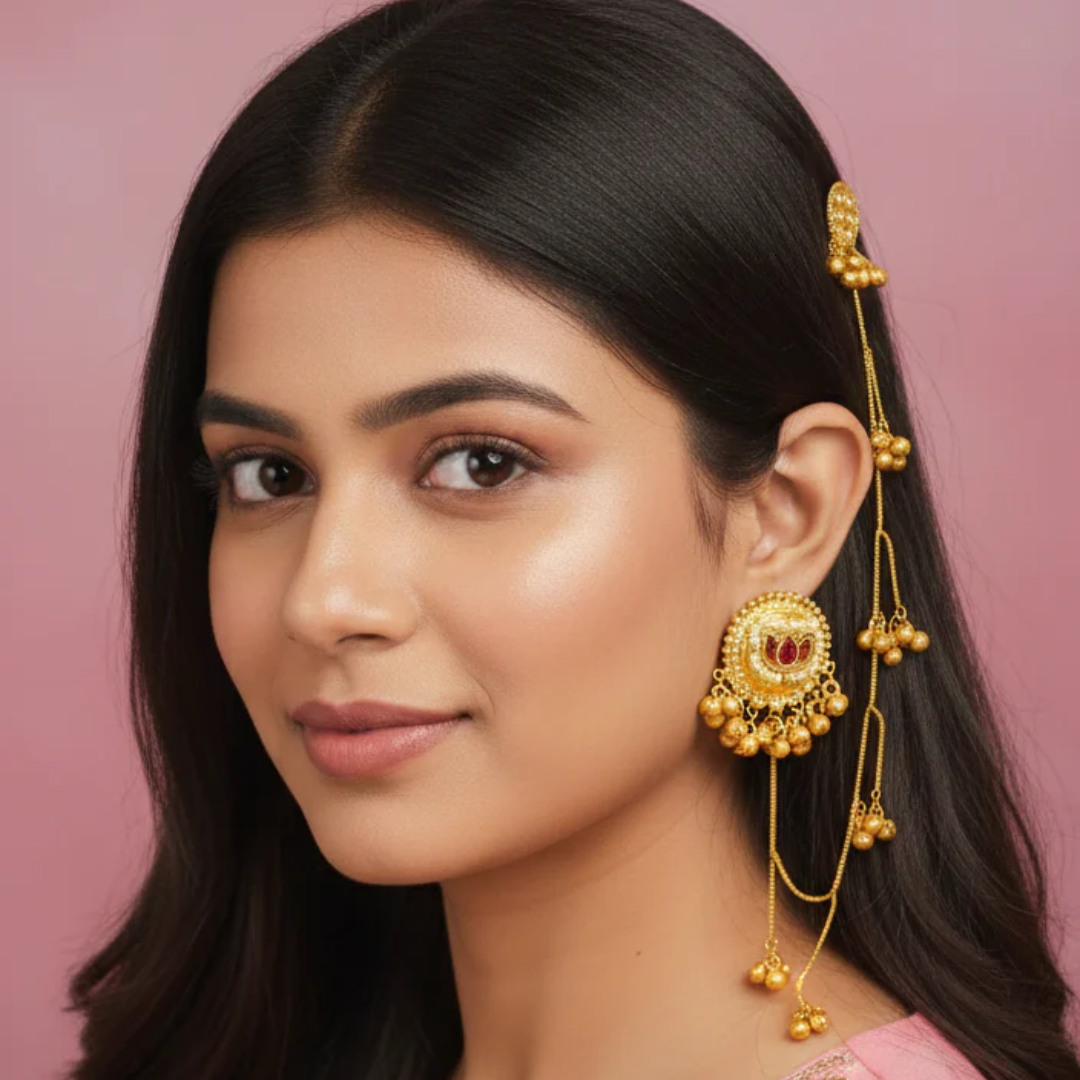 Latest Earrings with Hair Chain