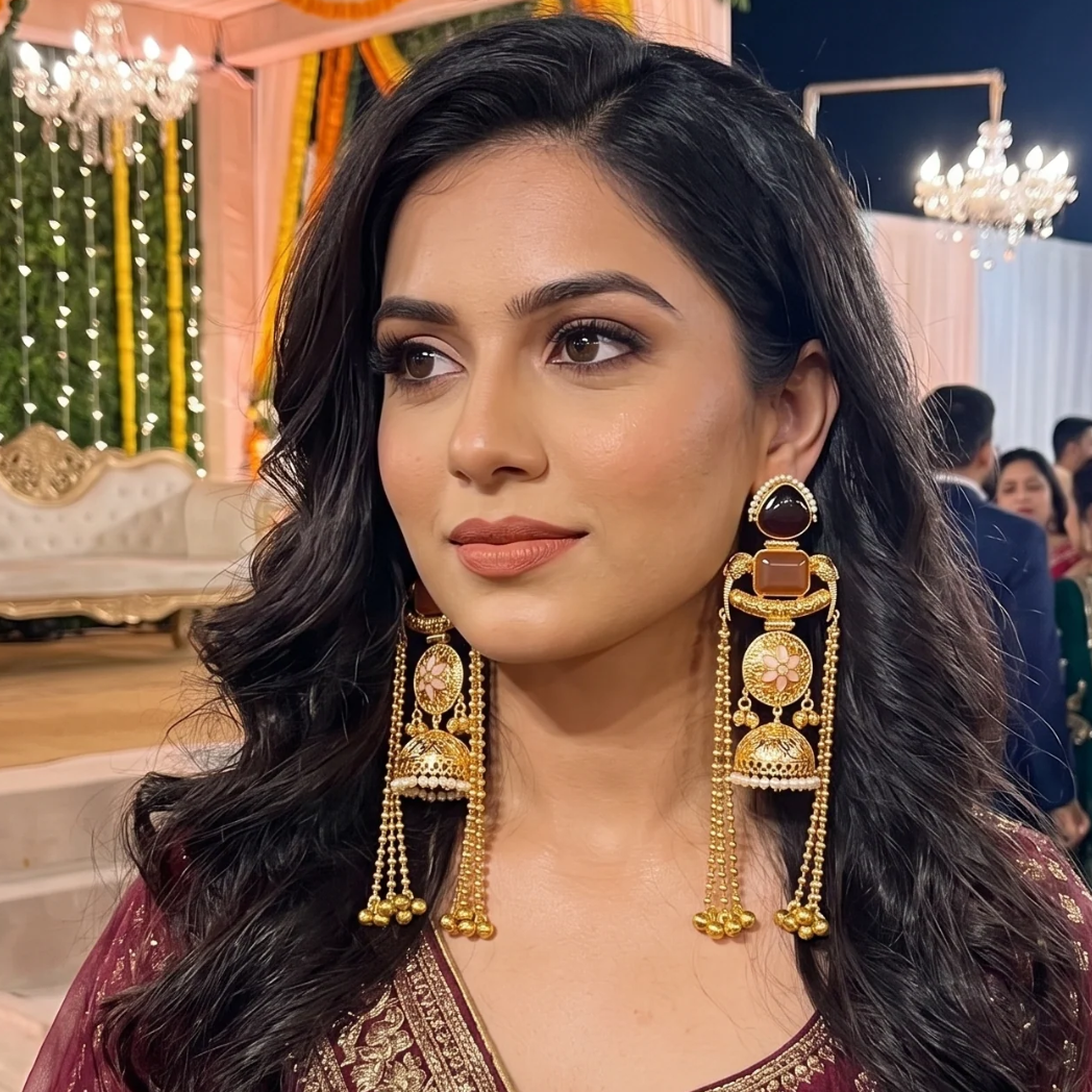 Kashmiri Earrings- Red