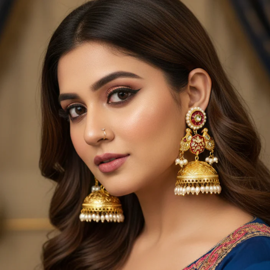 Meenakari Brass Jhumka