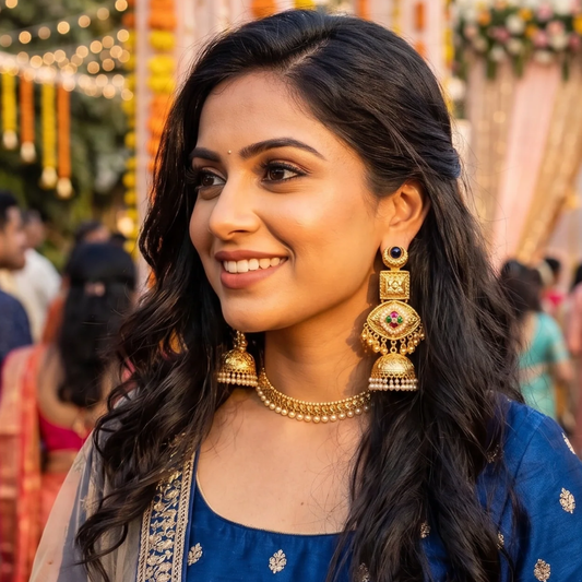 Trending Long Jhumka- Blue