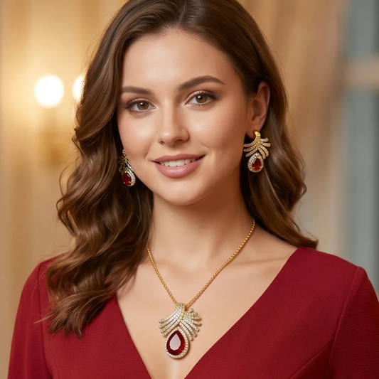 Ruby Radiance Pendant Set