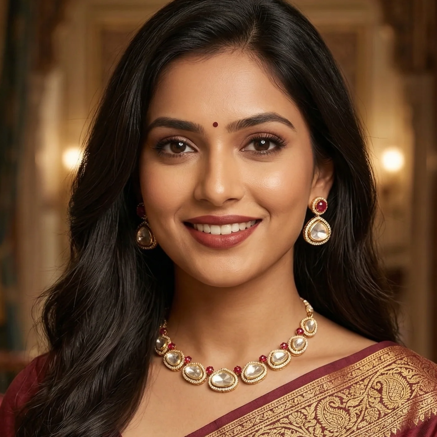 Sanyogita Polki Necklace Set