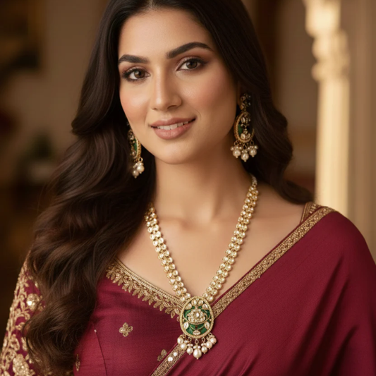 Green Inlay Work Necklace Set