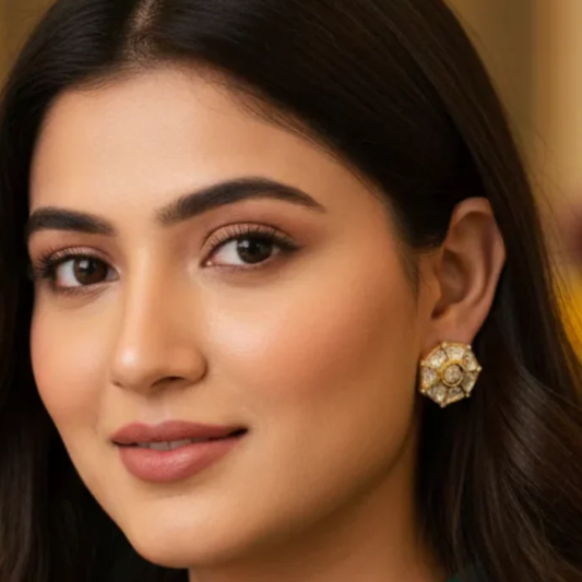 Floral Polki Stud Earrings for Festive Elegance