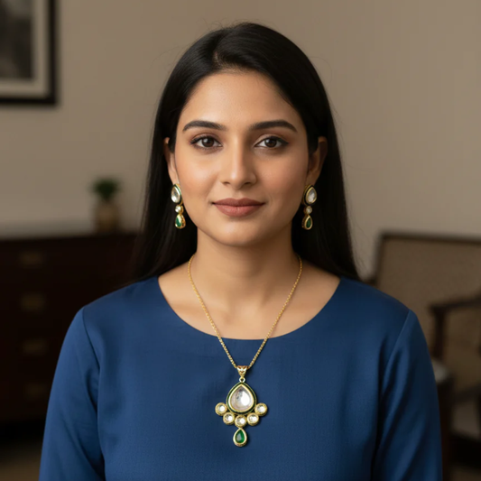 Chitra Kundan Pendant Set