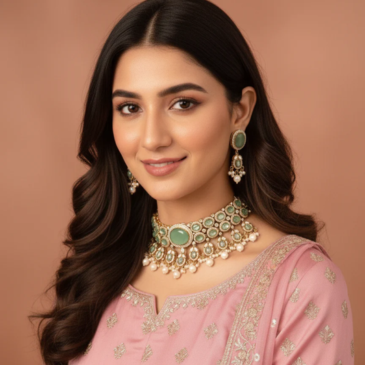 Padmavati Choker Set- Green