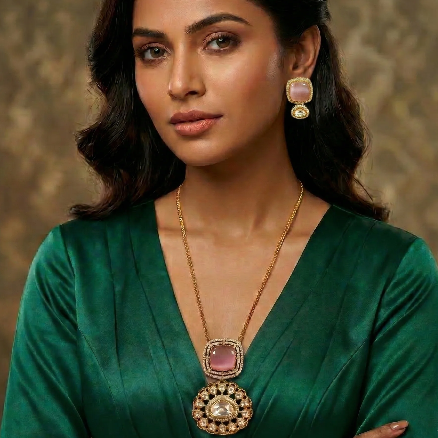 Polki Pendant Set